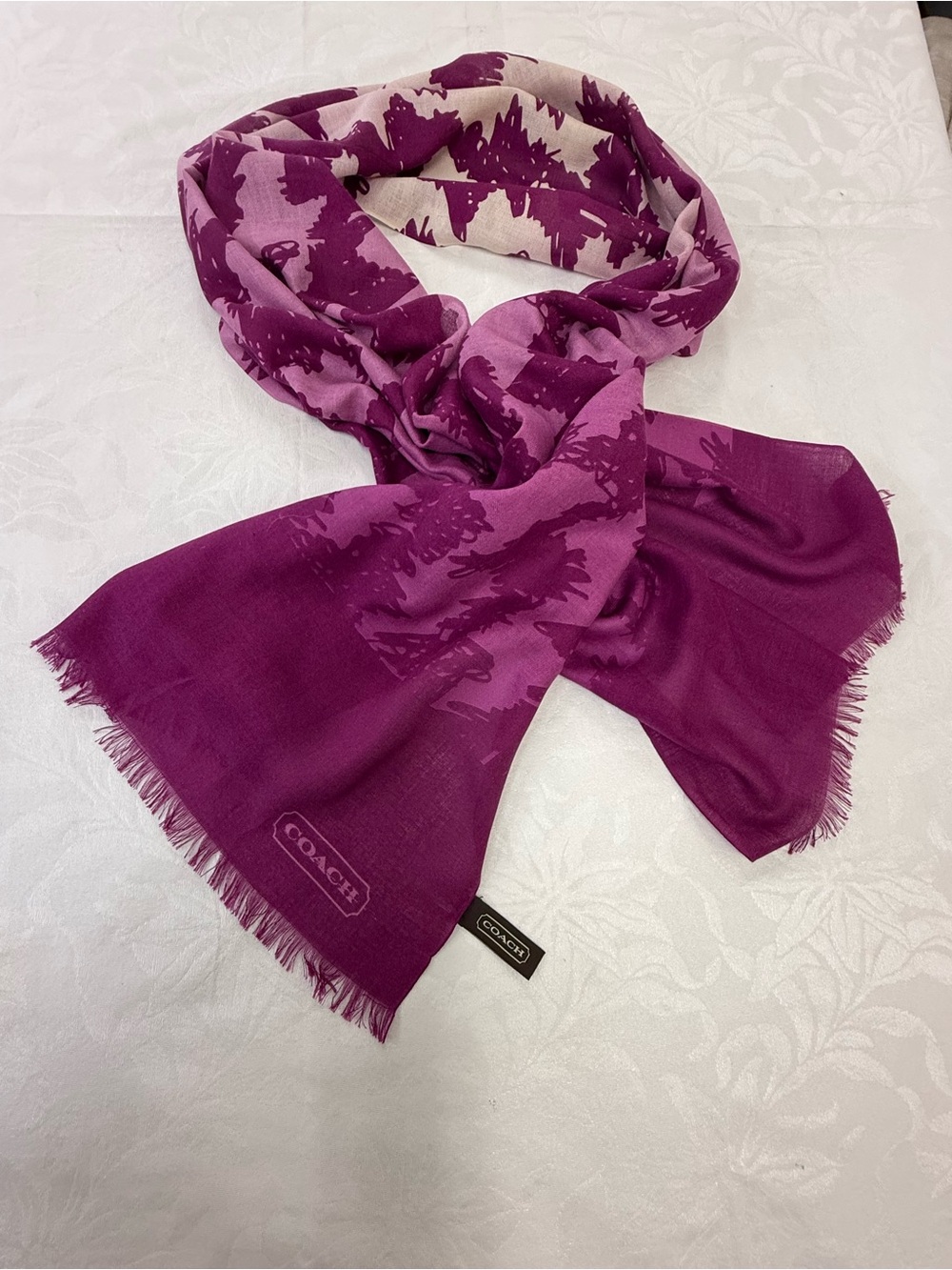 COACH Purple Two-Tone Logo Pattern Scarf